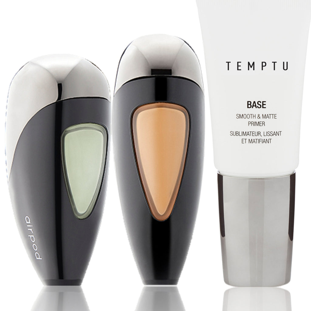 Skin Trio Kit - 1x Smooth & Matte Primer + 1x Airpod Green Color Corrector + 1x Perfect Canvas Foundation (Farbe deiner Wahl) - temptu.at